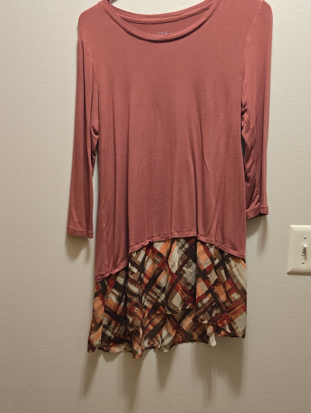 LOGO by Lori Goldstein Dusty Rose Tunic with Patterned Hem